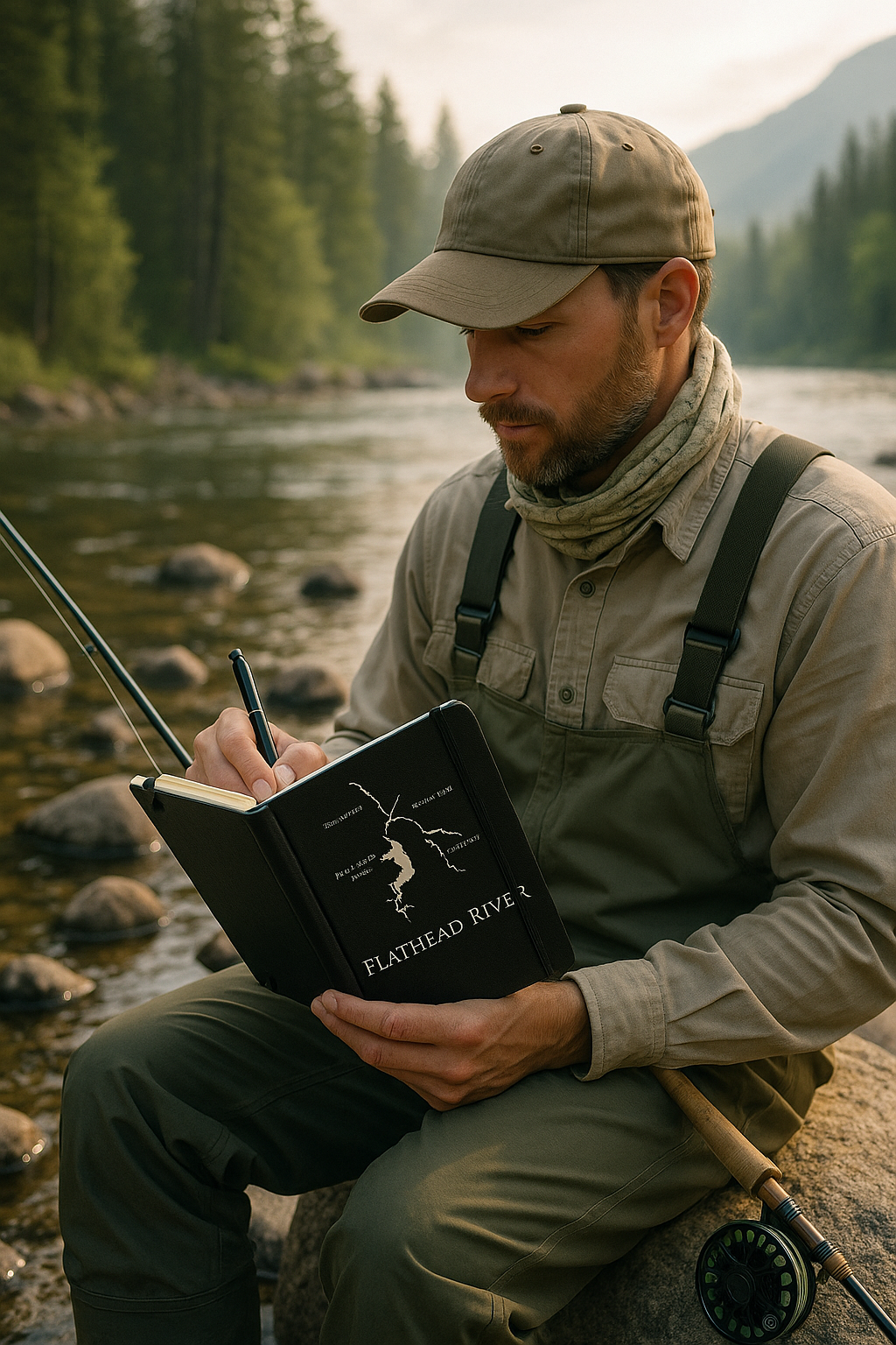 River’s Edge Journal – White Etched Hardcover UltraHyde Journal Outdoor Reflection