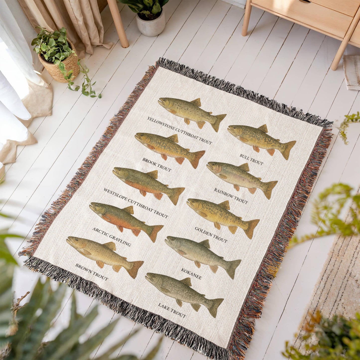 Montana Trout Woven Blanket – 50×60 Cotton Throw by 49° North of Noise