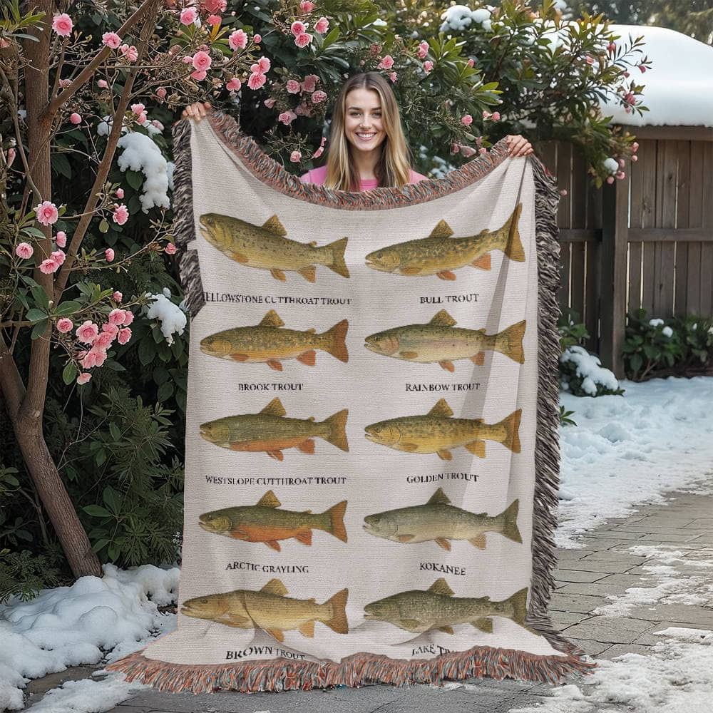 Montana Trout Woven Blanket – 60×80 Cotton Heirloom Throw by 49° North of Noise