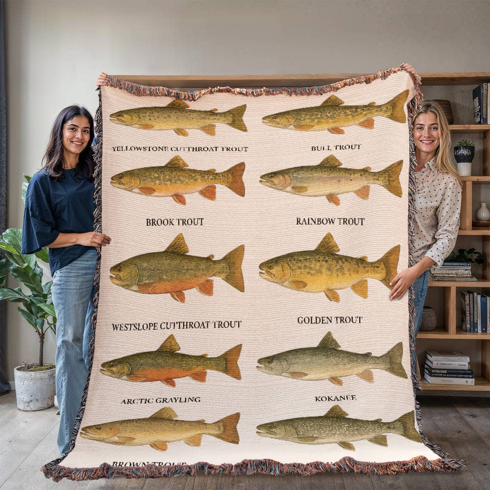 Montana Trout Woven Blanket – 60×80 Cotton Heirloom Throw by 49° North of Noise