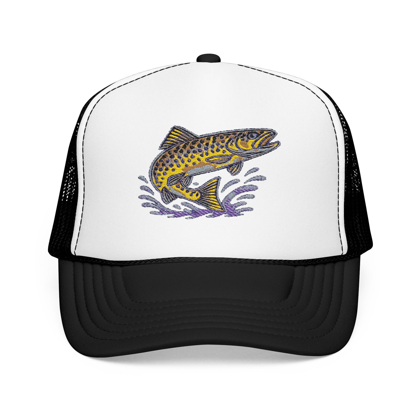 Embroidered Fish Foam Trucker Hat, Perfect for Outdoor Adventures, Fishing, Camping, Casual Wear, Gift for Nature Lovers