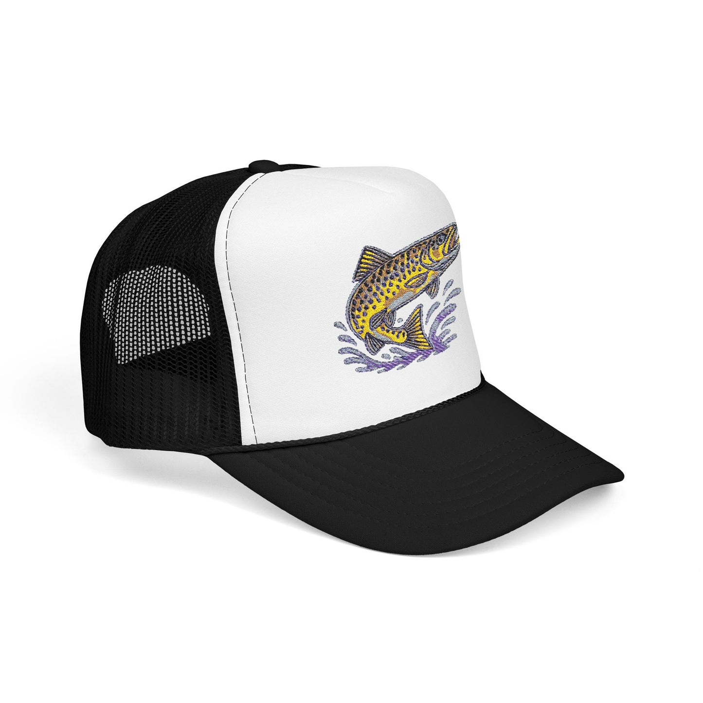 Embroidered Fish Foam Trucker Hat, Perfect for Outdoor Adventures, Fishing, Camping, Casual Wear, Gift for Nature Lovers