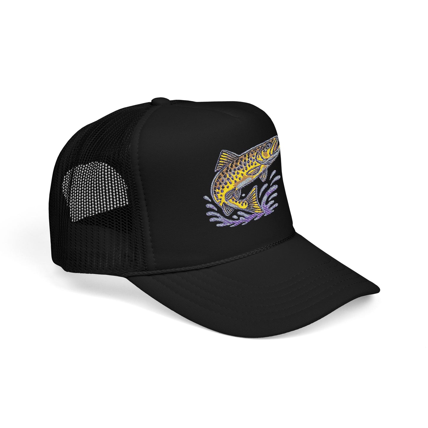 Embroidered Fish Foam Trucker Hat, Perfect for Outdoor Adventures, Fishing, Camping, Casual Wear, Gift for Nature Lovers