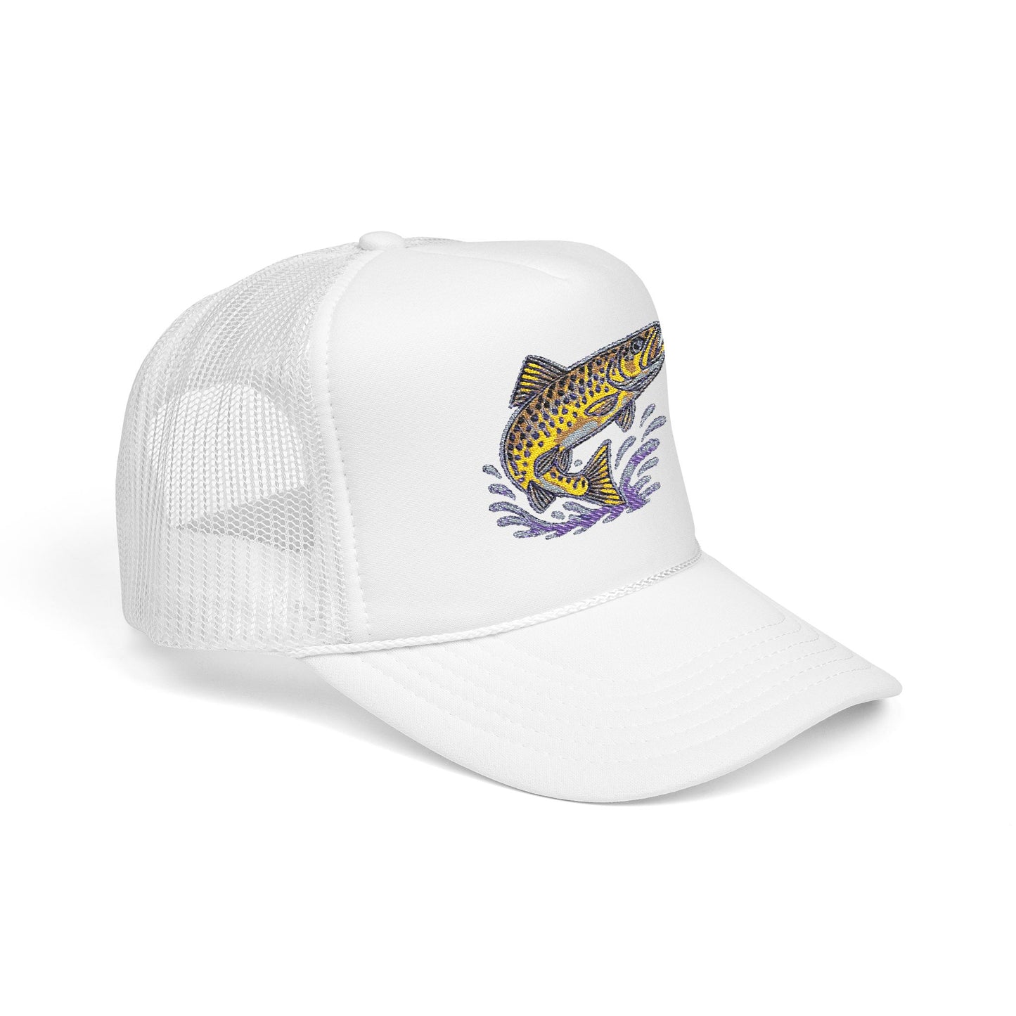 Embroidered Fish Foam Trucker Hat, Perfect for Outdoor Adventures, Fishing, Camping, Casual Wear, Gift for Nature Lovers