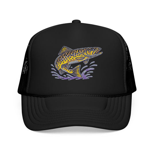 Embroidered Fish Foam Trucker Hat, Perfect for Outdoor Adventures, Fishing, Camping, Casual Wear, Gift for Nature Lovers