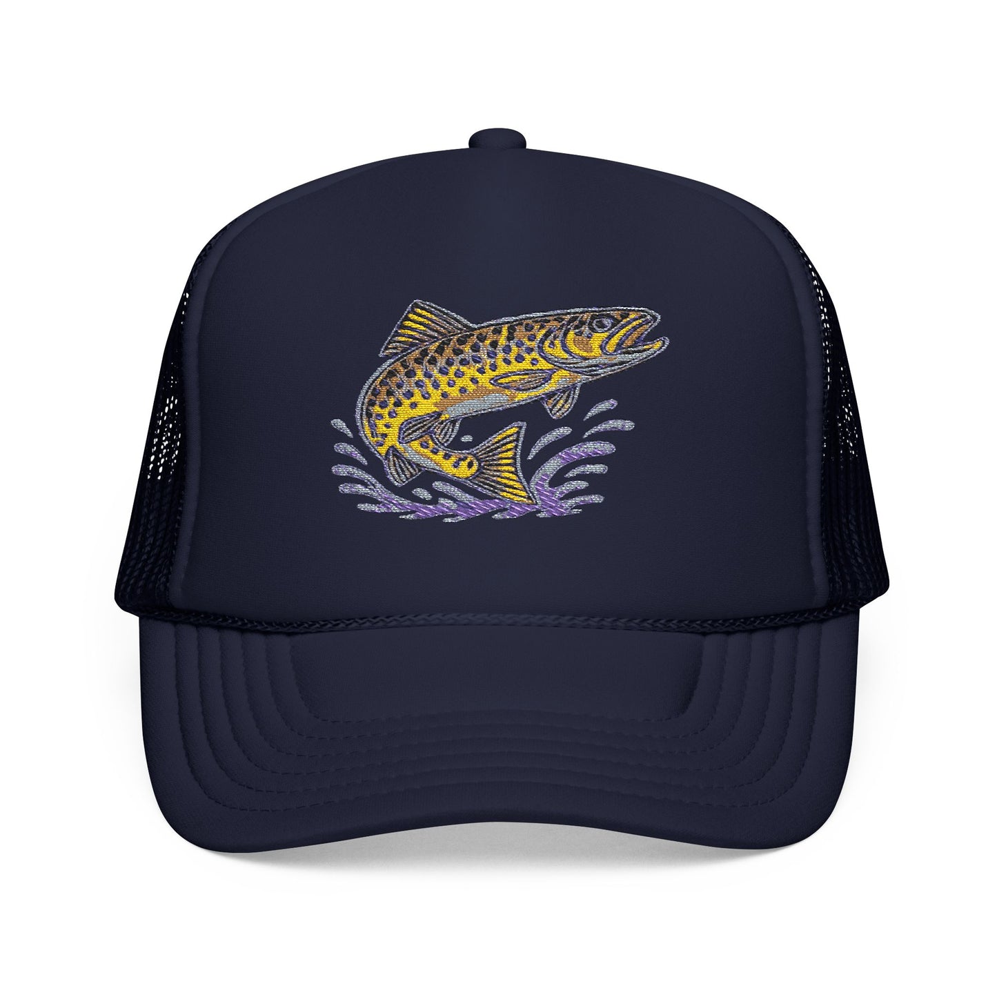 Embroidered Fish Foam Trucker Hat, Perfect for Outdoor Adventures, Fishing, Camping, Casual Wear, Gift for Nature Lovers