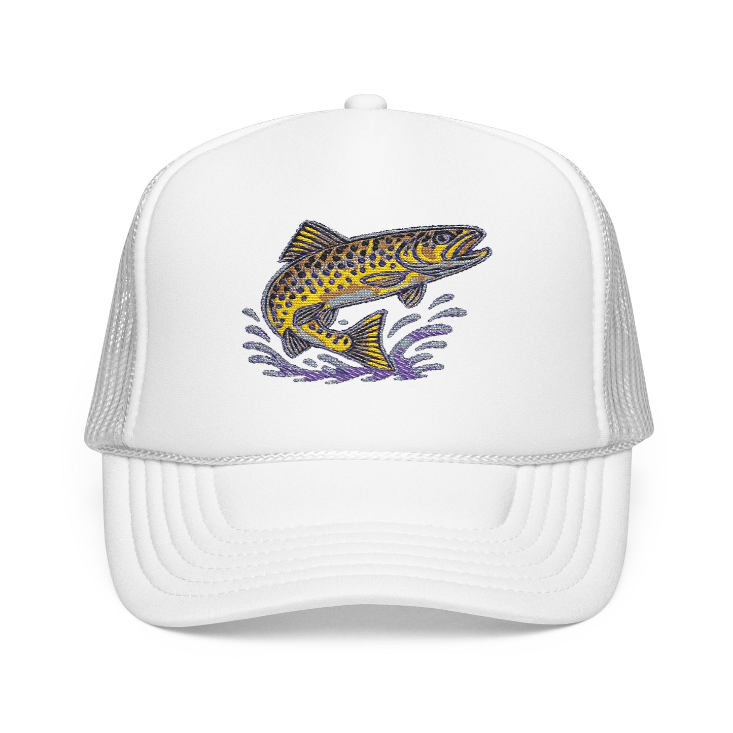 Embroidered Fish Foam Trucker Hat, Perfect for Outdoor Adventures, Fishing, Camping, Casual Wear, Gift for Nature Lovers
