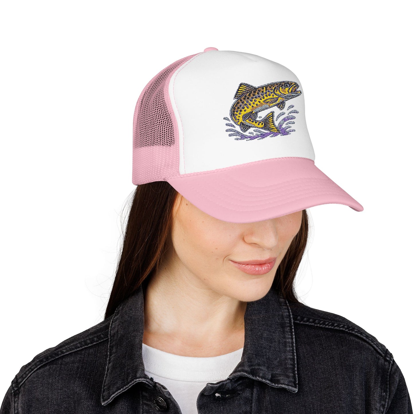 Embroidered Fish Foam Trucker Hat, Perfect for Outdoor Adventures, Fishing, Camping, Casual Wear, Gift for Nature Lovers
