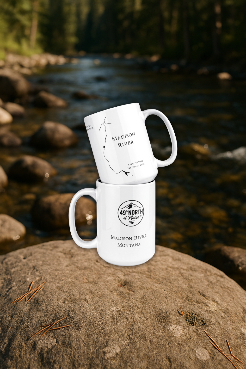 Montana Morning Mug | Madison River Edition – 49° North of Noise™ Ceramic Camp Cup – 15oz