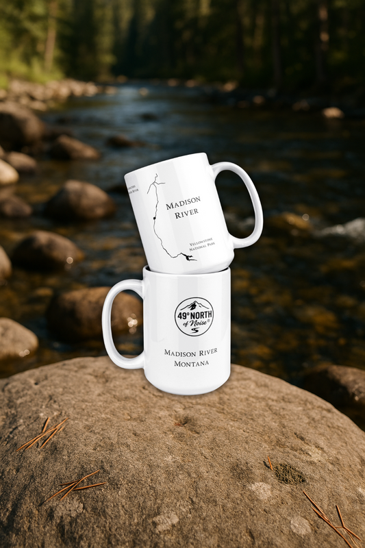 Montana Morning Mug | Madison River Edition – 49° North of Noise™ Ceramic Camp Cup – 15oz