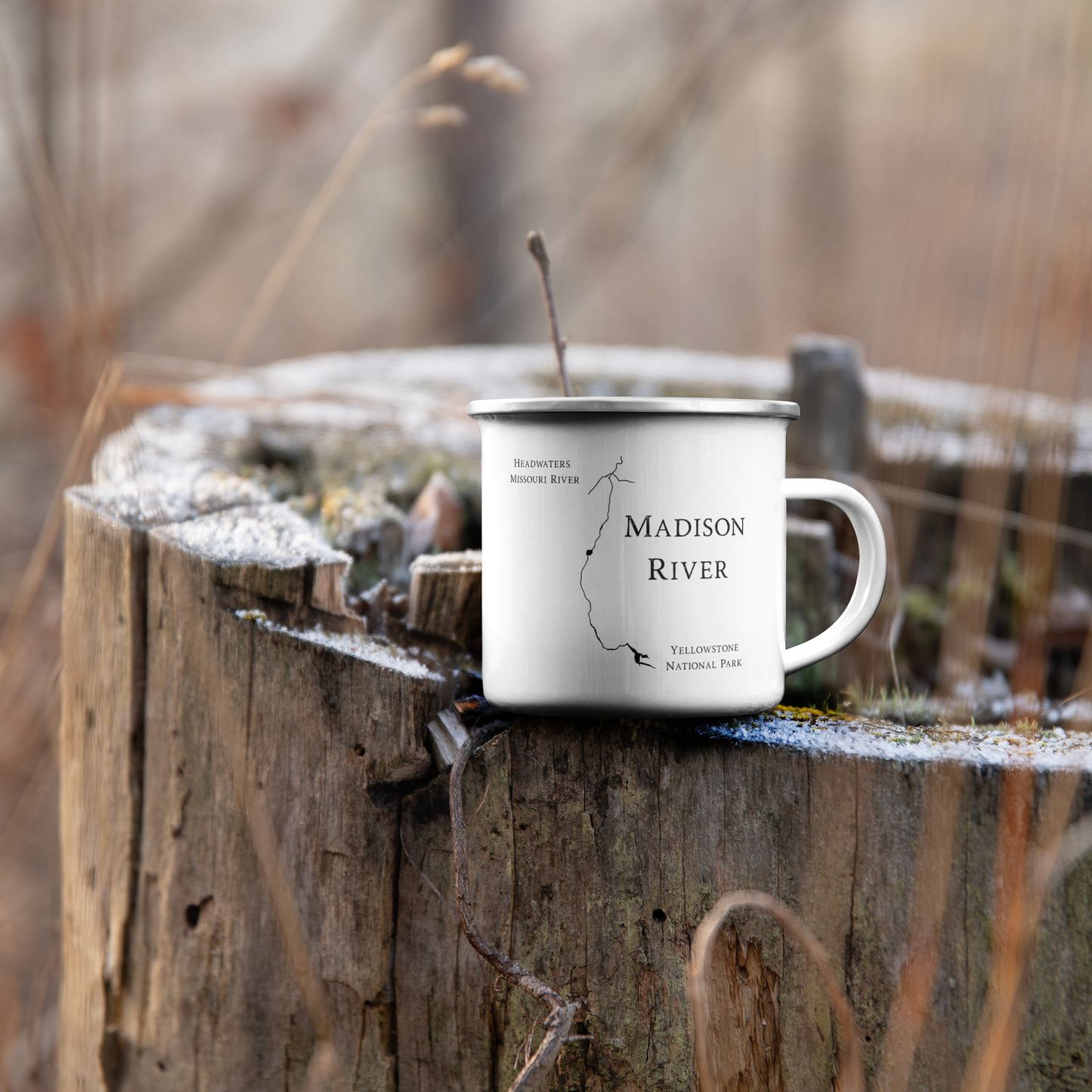Madison_River_Enamel_Camp_Coffee_Mug_CampingMugLifestyleStump_Mockup.png