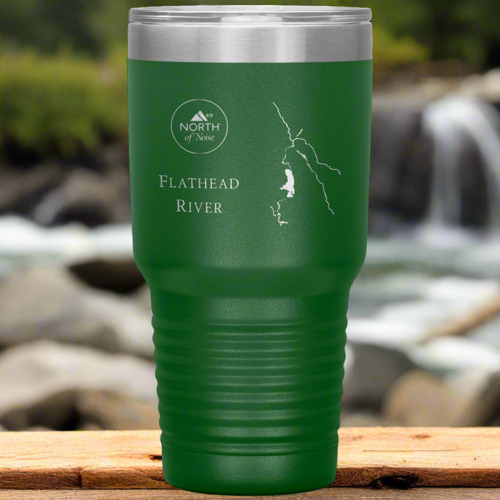 Montana Morning Tumbler – 30oz Etched Stainless Steel Travel Cup (Flathead River Edition)