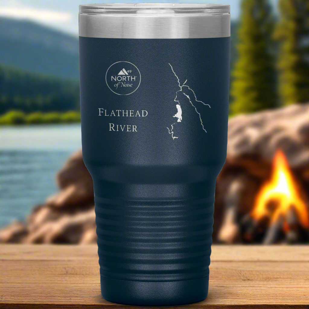 Montana Morning Tumbler – 30oz Etched Stainless Steel Travel Cup (Flathead River Edition)