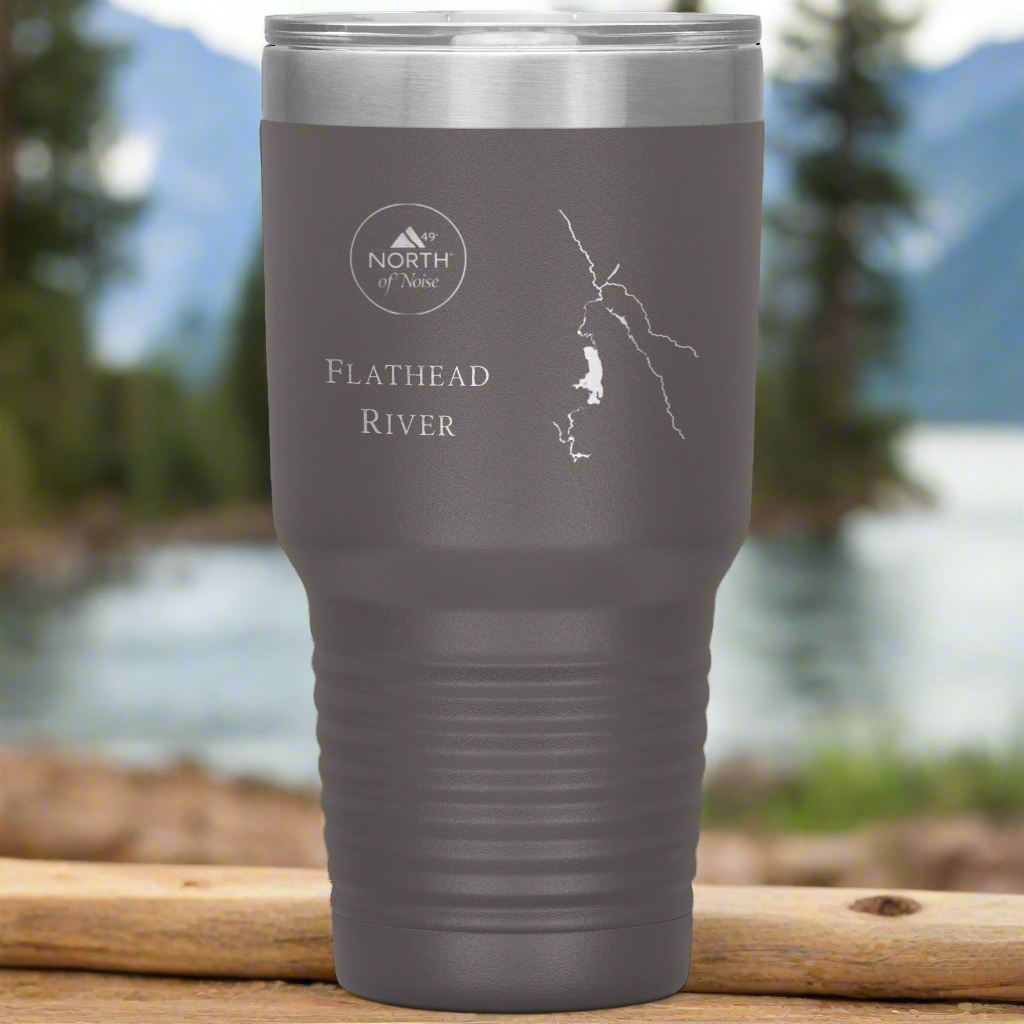Montana Morning Tumbler – 30oz Etched Stainless Steel Travel Cup (Flathead River Edition)