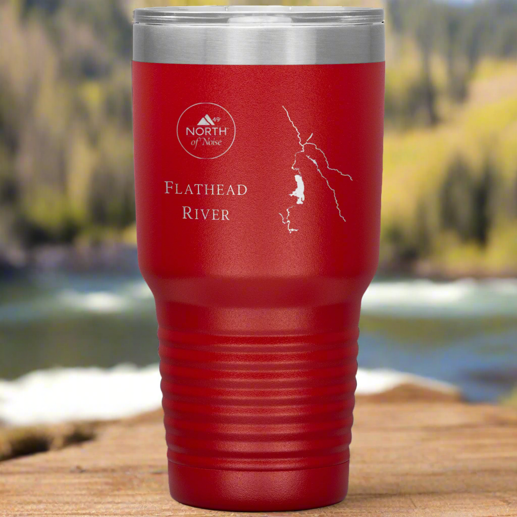 Montana Morning Tumbler – 30oz Etched Stainless Steel Travel Cup (Flathead River Edition)