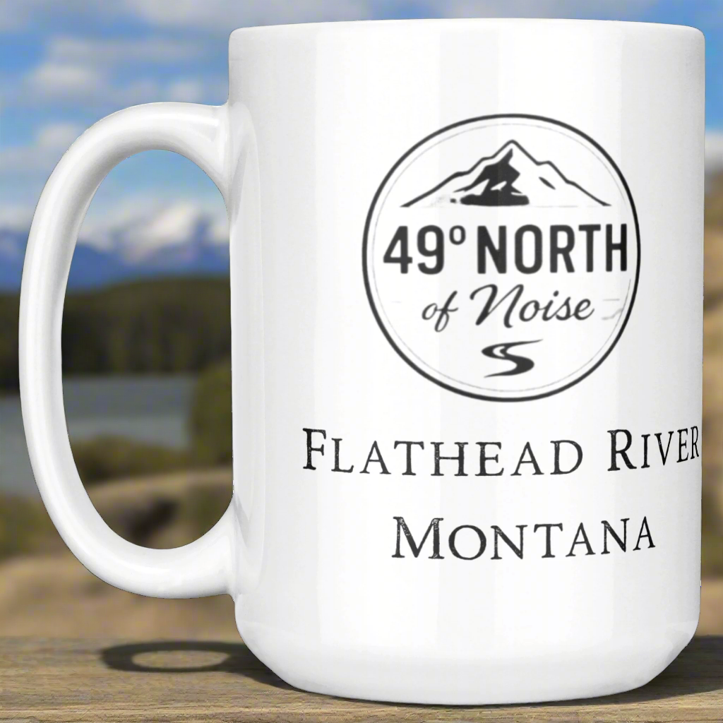 Montana Morning Mug – 15oz Ceramic Coffee Cup with Mountain River Design