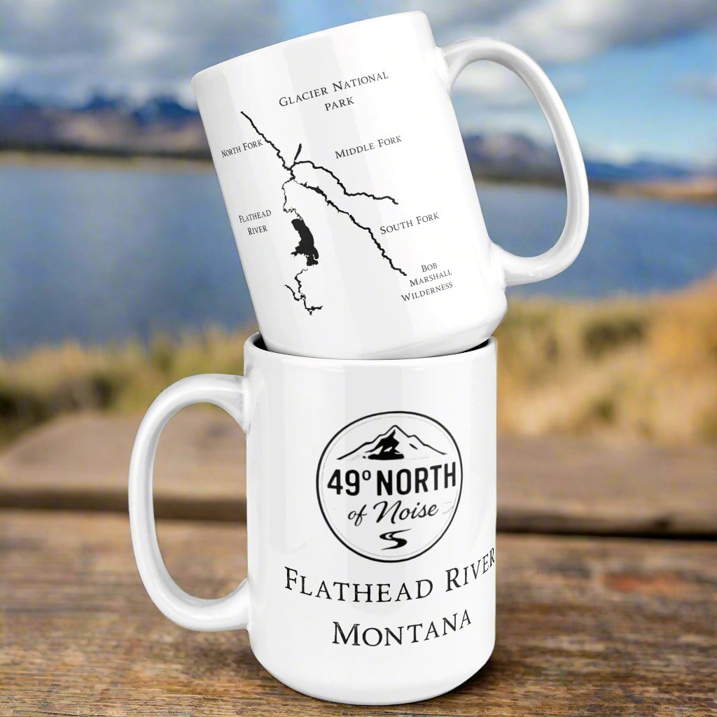 Montana Morning Mug – 15oz Ceramic Coffee Cup with Mountain River Design