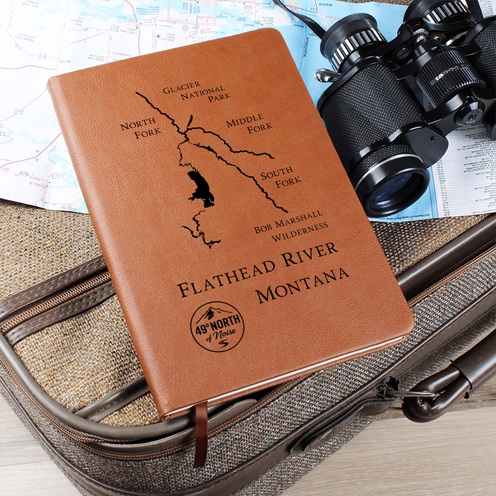 Flathead River Journal – Leather Hardcover with Engraved Map Design