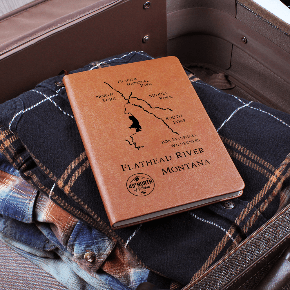 Flathead River Journal – Leather Hardcover with Engraved Map Design