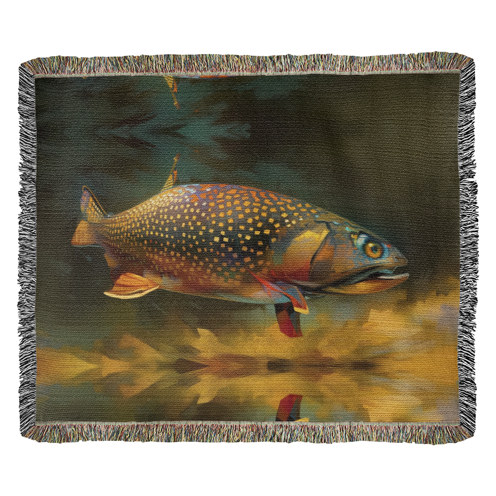 Brook Trout Cabin Blanket – 100% Cotton Woven Throw by 49° North of Noise
