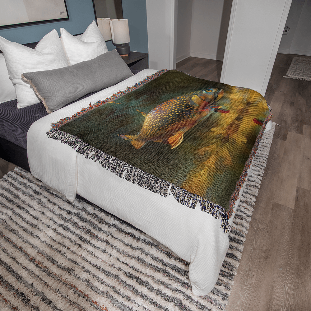 Brook Trout Cabin Blanket – 100% Cotton Woven Throw by 49° North of Noise