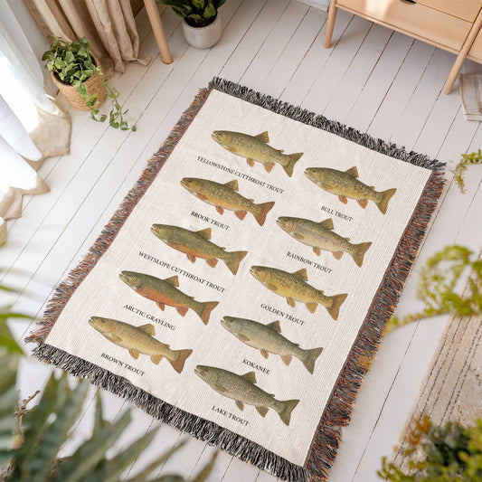 Montana Trout Woven Blanket – 50×60 Cotton Throw by 49° North of Noise