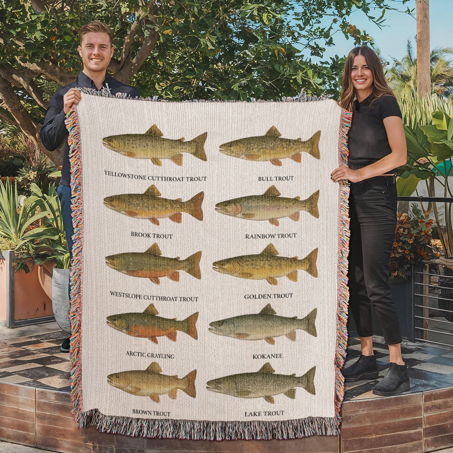 Montana Trout Woven Blanket – 50×60 Cotton Throw by 49° North of Noise