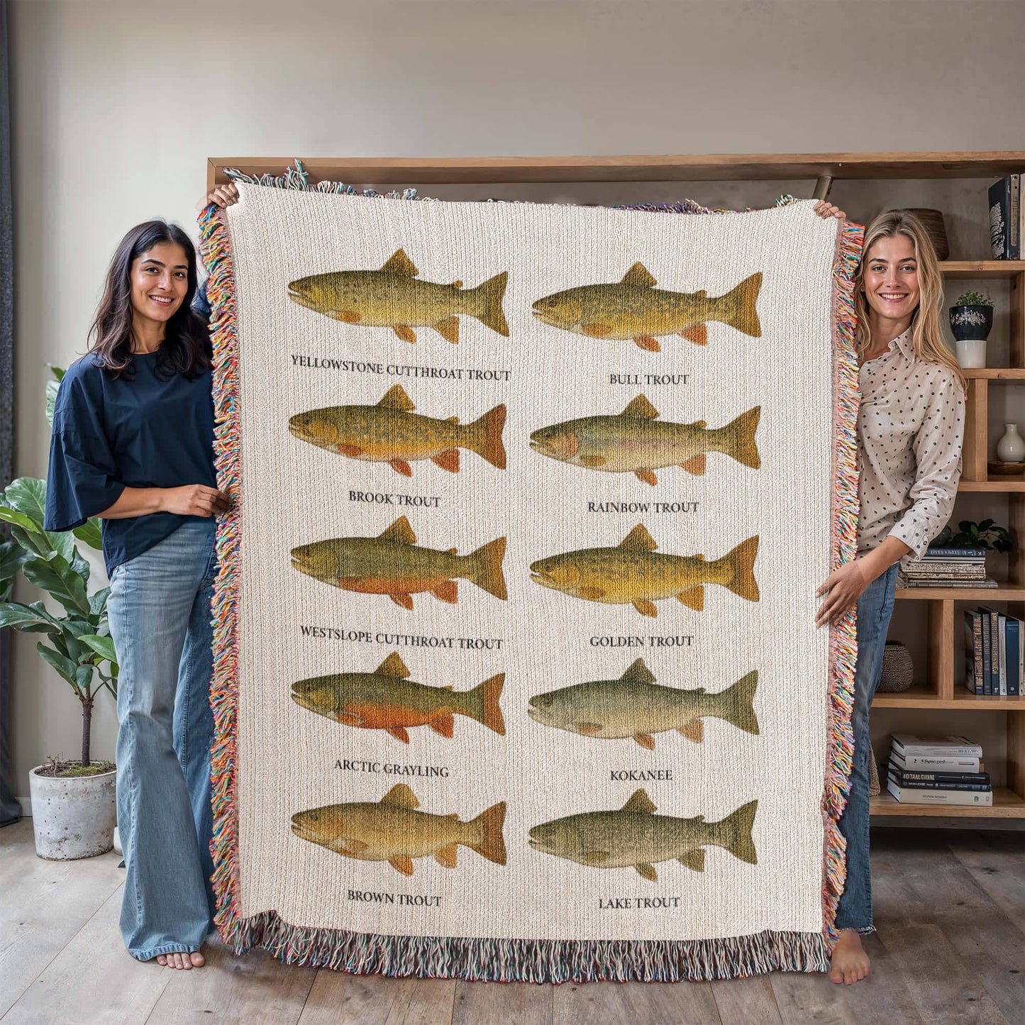 Montana Trout Woven Blanket – 50×60 Cotton Throw by 49° North of Noise