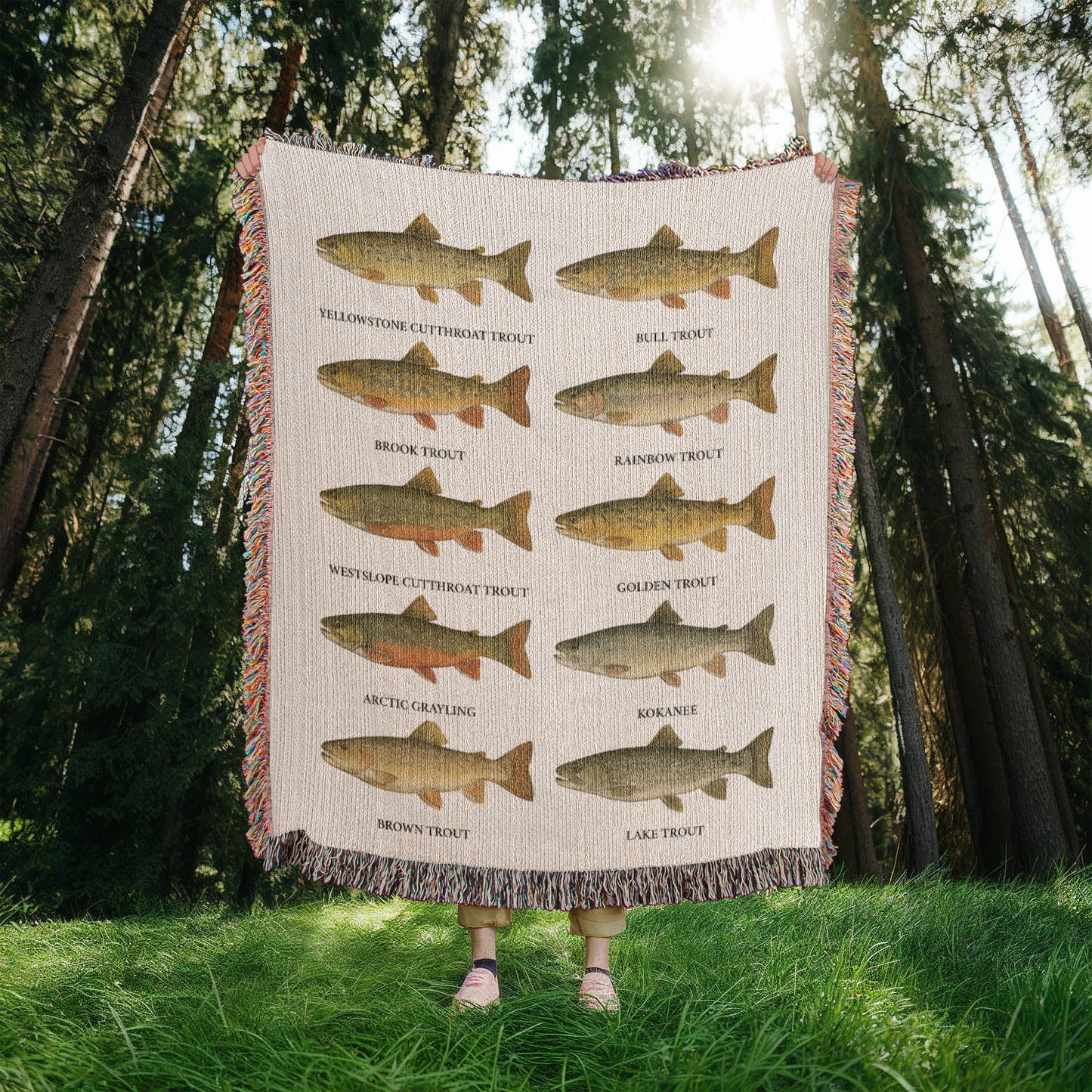 Montana Trout Woven Blanket – 50×60 Cotton Throw by 49° North of Noise