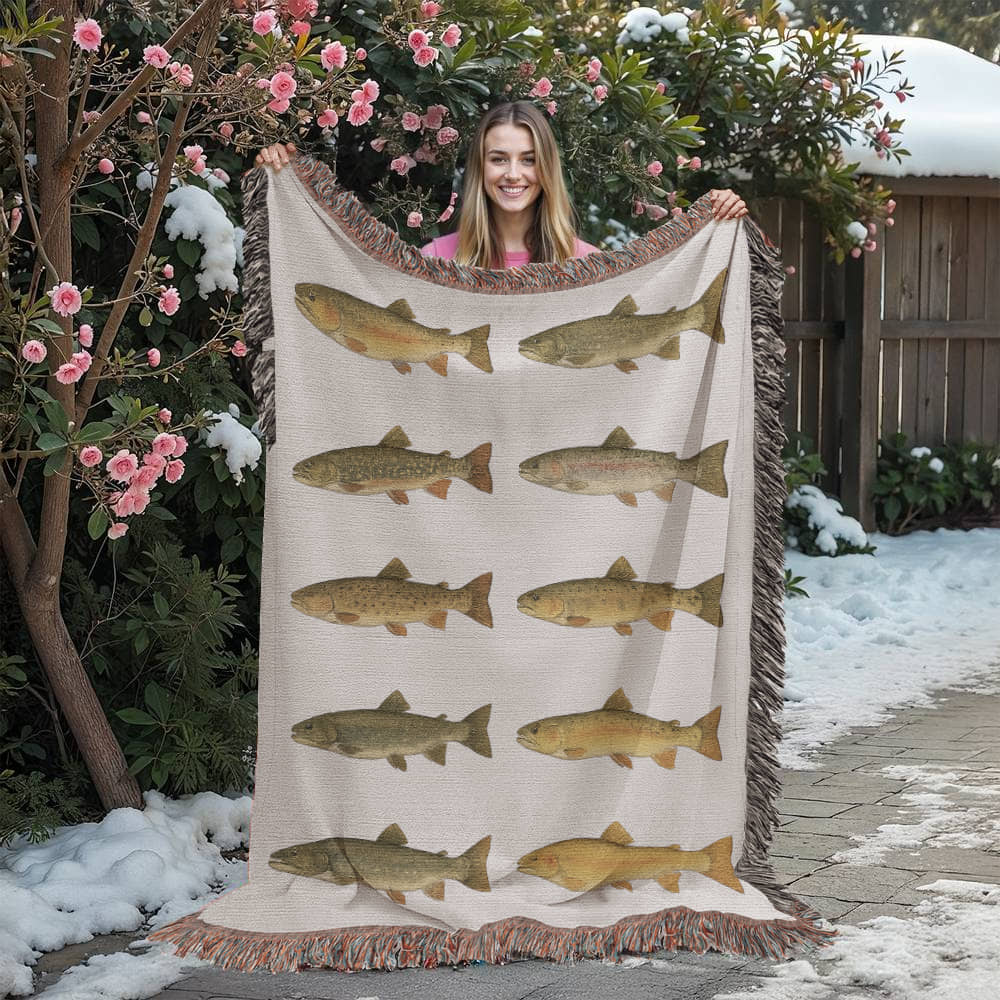 Montana Trout Blanket – Woven Heirloom-Quality Throw for Fly Fishing Enthusiasts