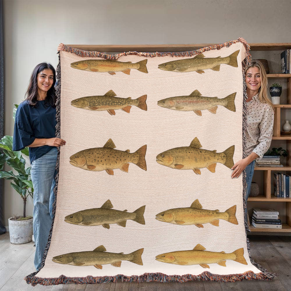 Montana Trout Blanket – Woven Heirloom-Quality Throw for Fly Fishing Enthusiasts
