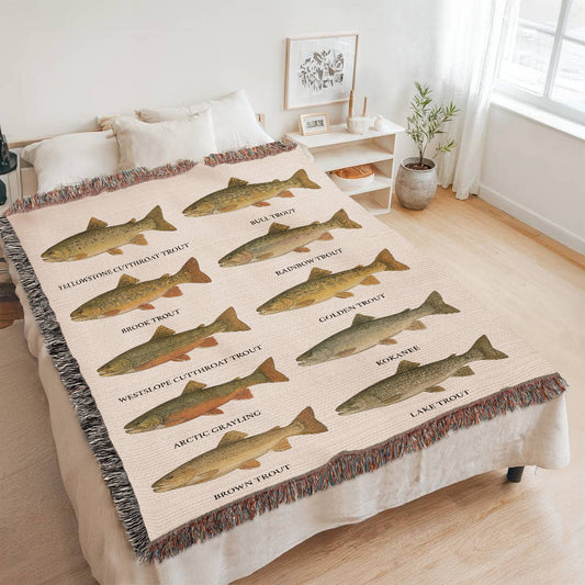 Montana Trout Woven Blanket – 60×80 Cotton Heirloom Throw by 49° North of Noise