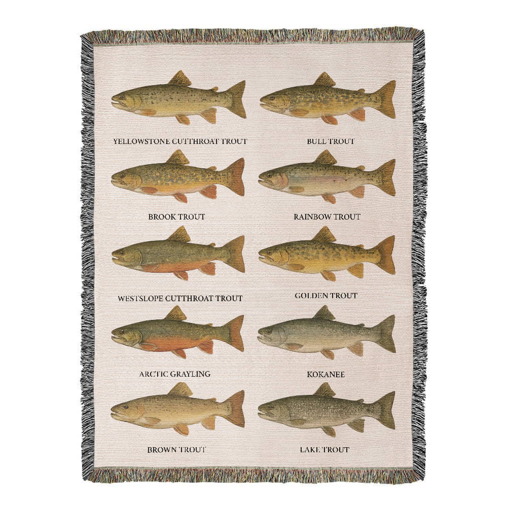 Montana Trout Woven Blanket – 60×80 Cotton Heirloom Throw by 49° North of Noise