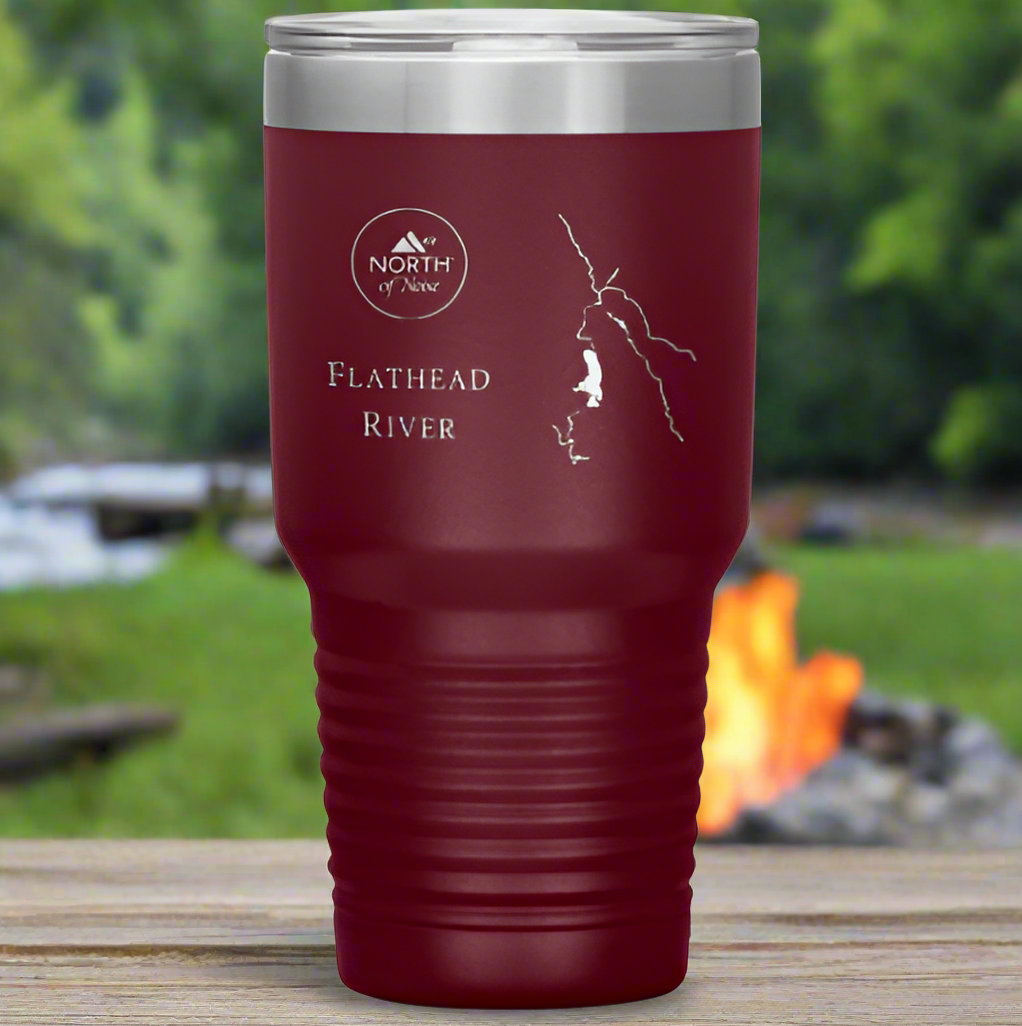 Montana Morning Tumbler – 30oz Etched Stainless Steel Travel Cup (Flathead River Edition)