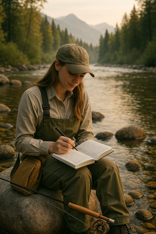River’s Edge Ambassador Journal with UltraHyde leatherette cover and black-etched river map, designed for outdoor writing and daily use