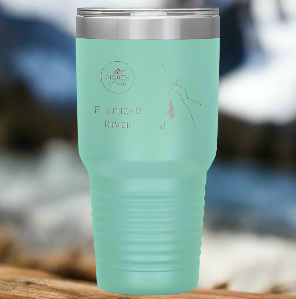 Montana Morning Tumbler – 30oz Etched Stainless Steel Travel Cup (Flathead River Edition)