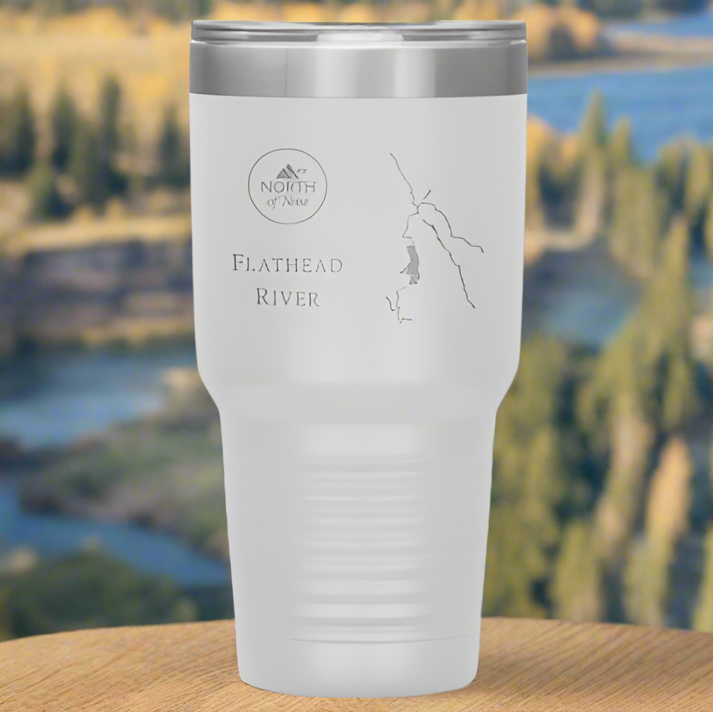 Montana Morning Tumbler – 30oz Etched Stainless Steel Travel Cup (Flathead River Edition)